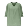 thumbnail image 5 of DHFJKG Womens V Neck T Shirts Loose Fit Solid Color Short Sleeve Basic Tee Comfortable Summer Beach Shirt Soft Tops, 5 of 6