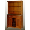 Home Styles Large Buffet with Open Hutch, Cottage Oak with Stainless Steel Top