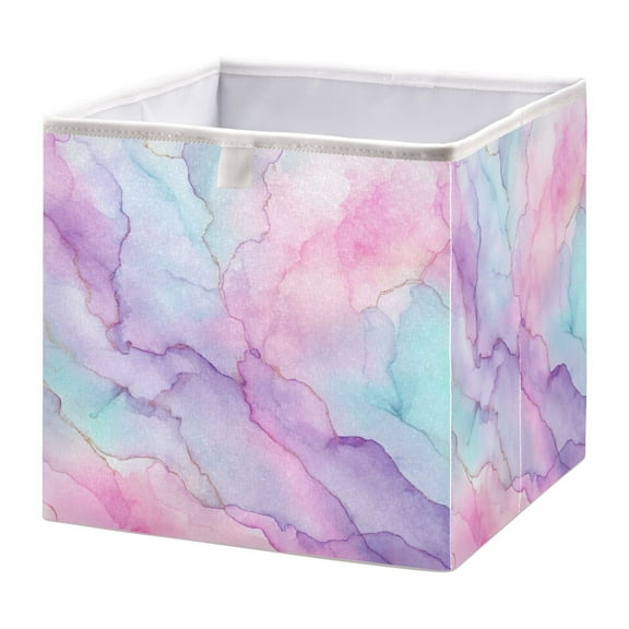 Foldable Fabric Storage Bin Home Cubes Clothing Organizer Bins Large Collapsible Box Basket for Home Organizer Pastel Pink Marble Texture