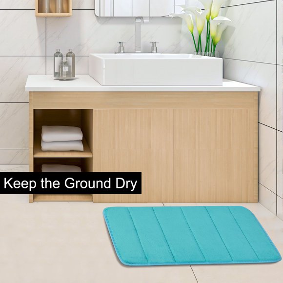 REGALWOVEN Tapis de Bain en Mousse Mémoire Tapis de Bain pour Salle de Bain, Bleu Turquoise 32 Pouces x 20 Pouces/80 x 50 cm (L*L)
