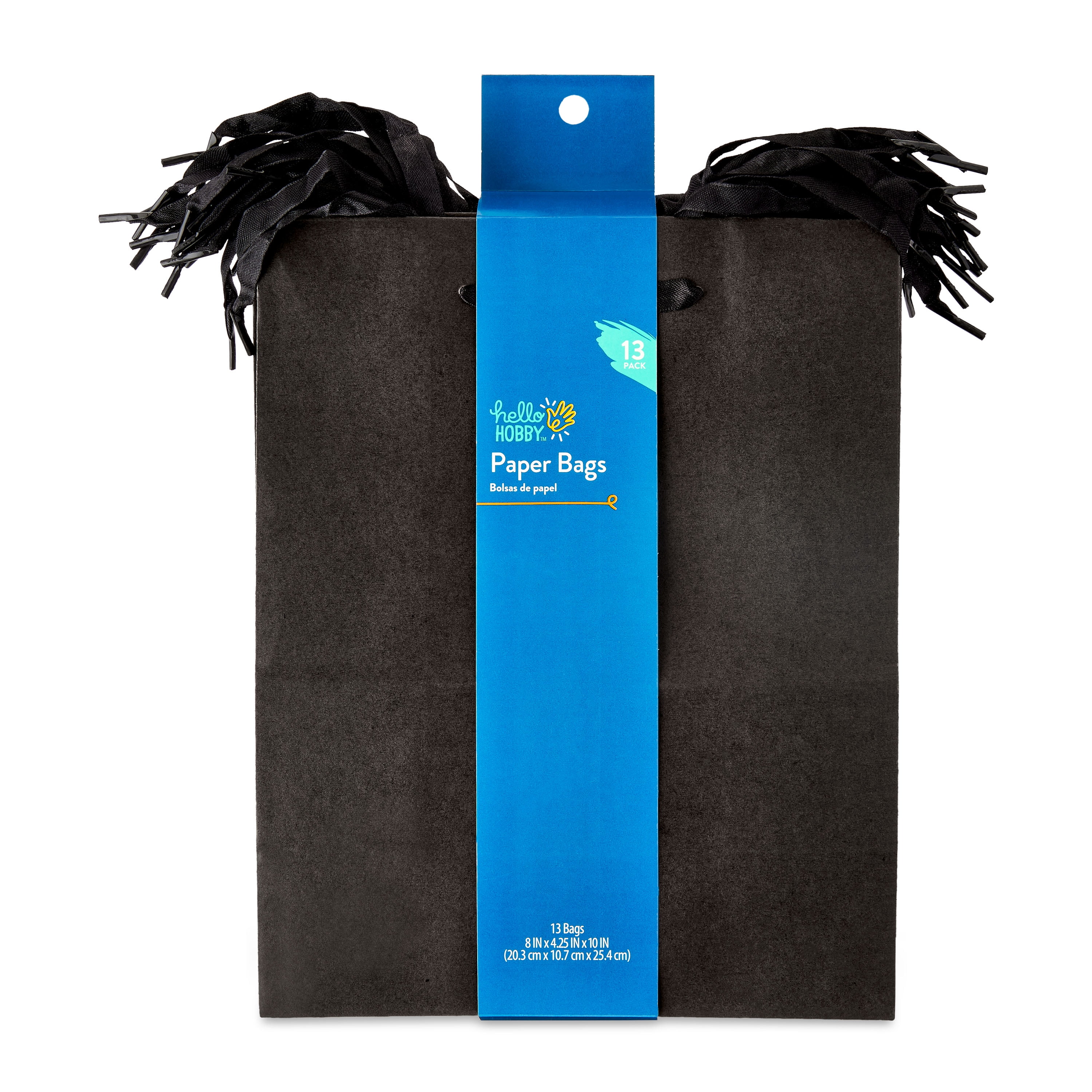 Hello Hobby Large Black Paper Bags, Paper, For All Ages, 8" x 10", 13 Count