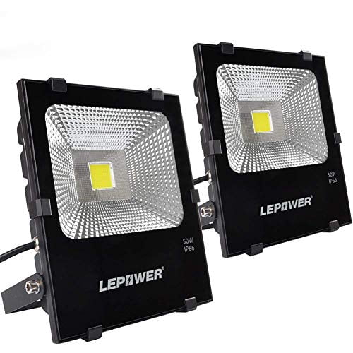 Lepower 50w Led Flood Light 2 Pack Super Bright Outdoor Work With Plug 250w Halogen Bulb Equivalent Ip66 Waterproof 4000lm 6000k Lights White Com Lepower 50w Led Flood Light 2 Pack, Outdoor Halogen Lights