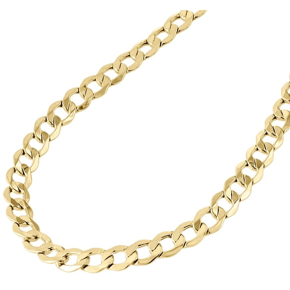 Mens Real 10K Yellow Gold Hollow Cuban Curb Link Chain Necklace 6.50mm 30"