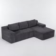 thumbnail image 5 of L Shaped Sectional Sofa, Corduroy Modular Floor Couch Set, No Assembly Compressed Foam Sofa, Modern 3-Seat L-Shape for Living Room, Antique Grey, 5 of 7
