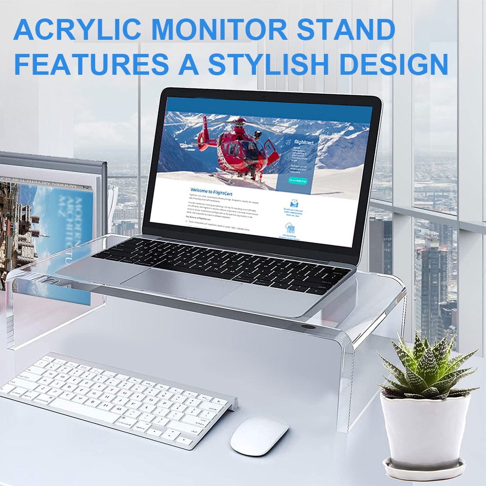 golytefs Acrylic Monitor Stand Clear Monitor Riser Desk Laptop/pc/multimedia Monitor Stand Clear Computer Monitor Stand for Home Office Printer Tv Screen Keyboard Storage