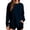 Dark Blue, variant on Women’s Crew Neck Sweatshirt Long Sleeve Pullover Casual Loose Fit Curved Hem Top,Sizes S-2XL