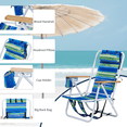thumbnail image 5 of Tcbosik Folding Beach Chair, Outdoor Camping Chair with 4 Position Adjustable Backrest, Portable Backpack with Cup Holder for Backyard, Garden, Patio, Lawn, Blue & Green Stripes, 5 of 10