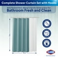 thumbnail image 2 of Clorox 100% Polyester Shower Curtain Set with Waterproof PEVA Liner and 12 Metal Hooks (Aqua), 2 of 8