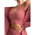 thumbnail image 3 of DYMADE Women Sexy V-neck Plush Sleeveless Vest Elastic Waist Pants And Cardigan 3PCs Outfits Set, 3 of 5