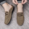 thumbnail image 6 of Mens Mule Slippers Khaki Faux Suede Slip On Loafers Memory Foam Indoor Outdoor House Shoes Comfortable,Size 8, 6 of 9