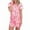 Pink, variant on Besolor Women's 2 Piece Pajamas Casual Printed Crewneck Short Sleeve Tops and Shorts Loungewear Set Sleepwear Pjs