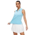 thumbnail image 7 of Xidunhg Women's Polo Shirt Quarter Zipper Golf Vest Sleeveless Quick-Drying Sports Polo Shirt Light Blue M, 7 of 7