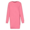 thumbnail image 3 of Tauxra Women Solid Color Round Neck Long Sleeve Dress,Casual Simple, 3 of 4