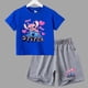 thumbnail image 3 of Conjunto de 2 piezas de camiseta y pantalones cortos de Disney Stitch para niños y niñas, de algodón, informal, cómodo y a la moda, para verano, 3 of 5