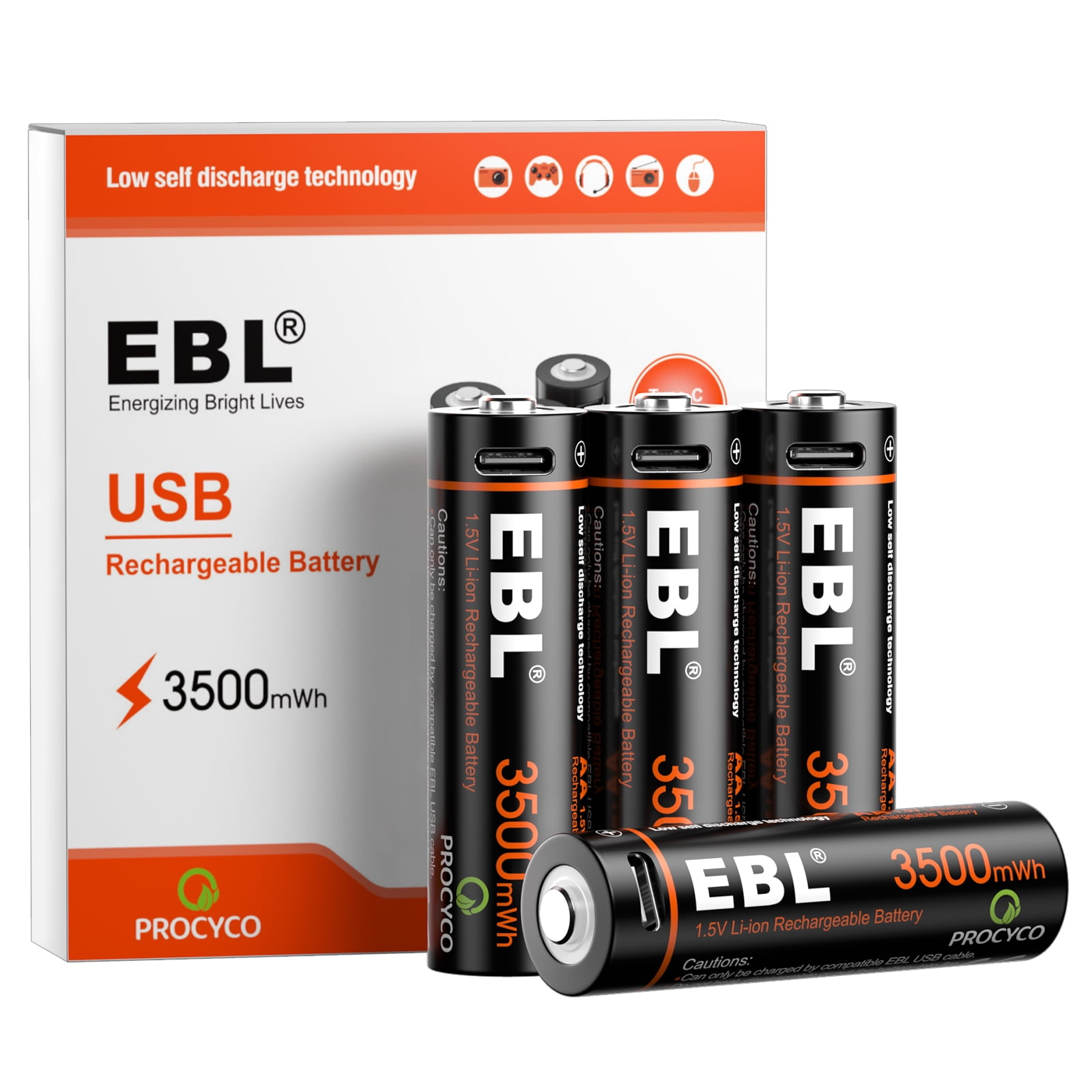 EBL AA Battery 1.5V AA Lithium ion Batteries 3500mWh with Micro USB Cable, 2 Hours Quick Charge USB AA Rechargeable Batteries 20 Packs