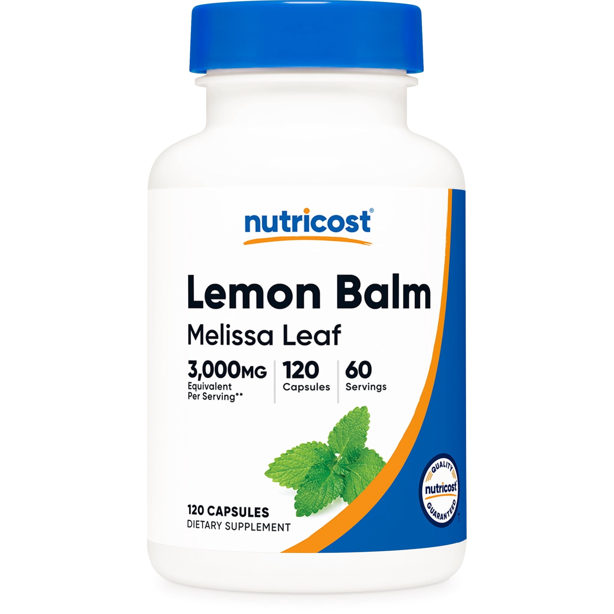 Nutricost Lemon Balm (3,000mg Equivalent) 120 Vegan Capsules - Melissa Leaf Lemon Balm Extract, 60 Servings