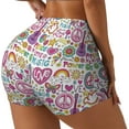 thumbnail image 2 of Naloa Peace Love and Dove Flower Power Biker Shorts for Women Seamless Scrunch Short Women’s Yoga Shorts for Gym Running Sport Shorts - Small, 2 of 9
