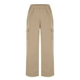 thumbnail image 5 of ZHYou Cargo Sweatpants for Women,High Waist,Elastic Waistband,Side Pockets,Wide Leg Joggers,Beige,Size XL, 5 of 9
