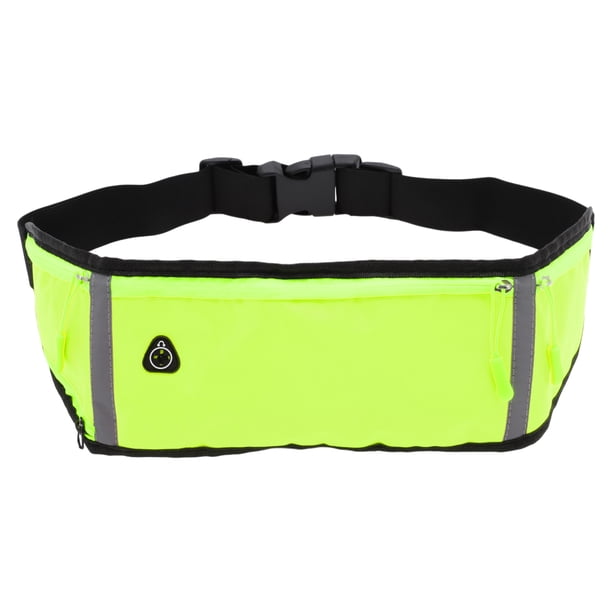 Unique Bargains 1 Pc Cinturón de Correr Modelo de Tres Bolsillos para Senderismo Gimnasio Verde Nylon