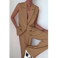 thumbnail image 2 of Conjunto PRETTYGARDEN Chaleco sin Mangas Pantalones Palazzo Color Caqui Talla L, 2 of 8