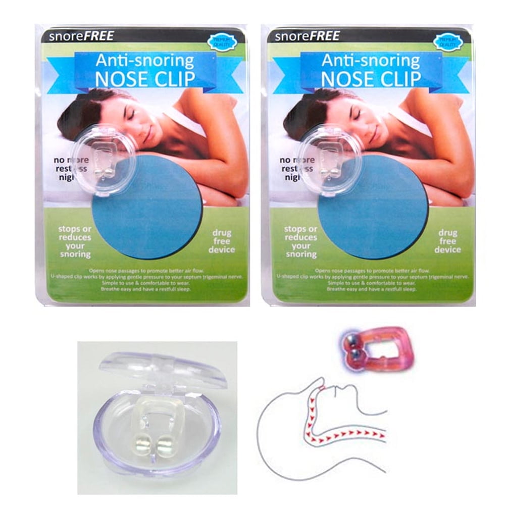 2Pc Stop Snoring Nose Clip Ring Helps Stop Sleep Aid Guard Case Tray