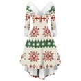 thumbnail image 2 of Christmas Dresses for Women Women's Fashion V-Neck Casual Slim Fit Christmas Print Furry Party Long Sleeve Dress for Festive Occasion,Beige,M, 2 of 4