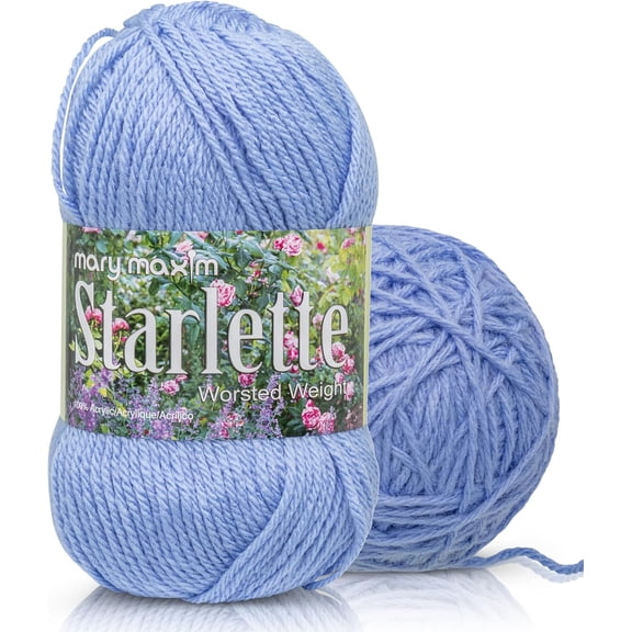 Mary Maxim Starlette Crochet and Knitting Yarn, Acrylic Worsted Weight Yarn 4, Light Denim