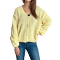 thumbnail image 1 of Cárdigans de Invierno para Mujer, Estilo Cárdigan, con Botones, Abrigos Informales, Oversize, Tejido Grueso de Punto , Larga, Prendas Exteriores Amarillo M, 1 of 8