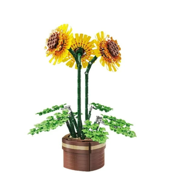 BRICK Sunflower Potted Plant Building compatible with LEGO Flower Blocks Toy Great Display Gift - 886 Pieces