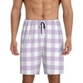 thumbnail image 2 of Daiia Purple Checkboard Mens Woven Stretch Pajama Short,Short Pajama Pants-Large, 2 of 9