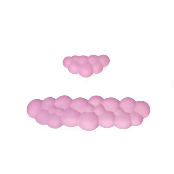 Kit Almohadillas para ReposamuñEcas Cloud, ReposamuñEcas para Teclado, ReposamuñEcas RatóN, ReposamuñEcas Espuma ViscoeláStica para Teclado y RatóN, Antideslizante, Color Rosa