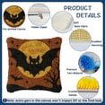 thumbnail image 3 of Halloween Embroidery Pillow Kit, Half Cross Stitch Needlework Set with Printed Canvas, Yarn and Cushion Cover Materials for DIY Sofa Decor/Handmade Crafting/Seasonal Home Accent Set, A, 3 of 6