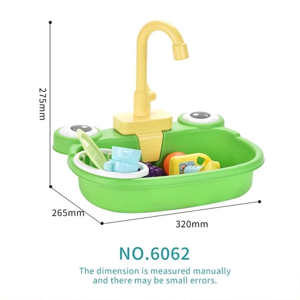 Évier pour enfants avec de l'eau courante, un lavabo de jeu grenouille en plastique avec un robinet rotatif à 180 °, avec des légumes modèle jouet Évier pour enfants avec de l'eau courante, un lavabo de jeu grenouille en plastique avec un robinet rotatif à 180 °, avec des légumes modèle jouet