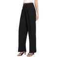 thumbnail image 4 of Pantalones de vestir de pierna ancha para mujer, pantalones de oficina de cintura alta elástica, pantalones palazzo M negro, 4 of 6