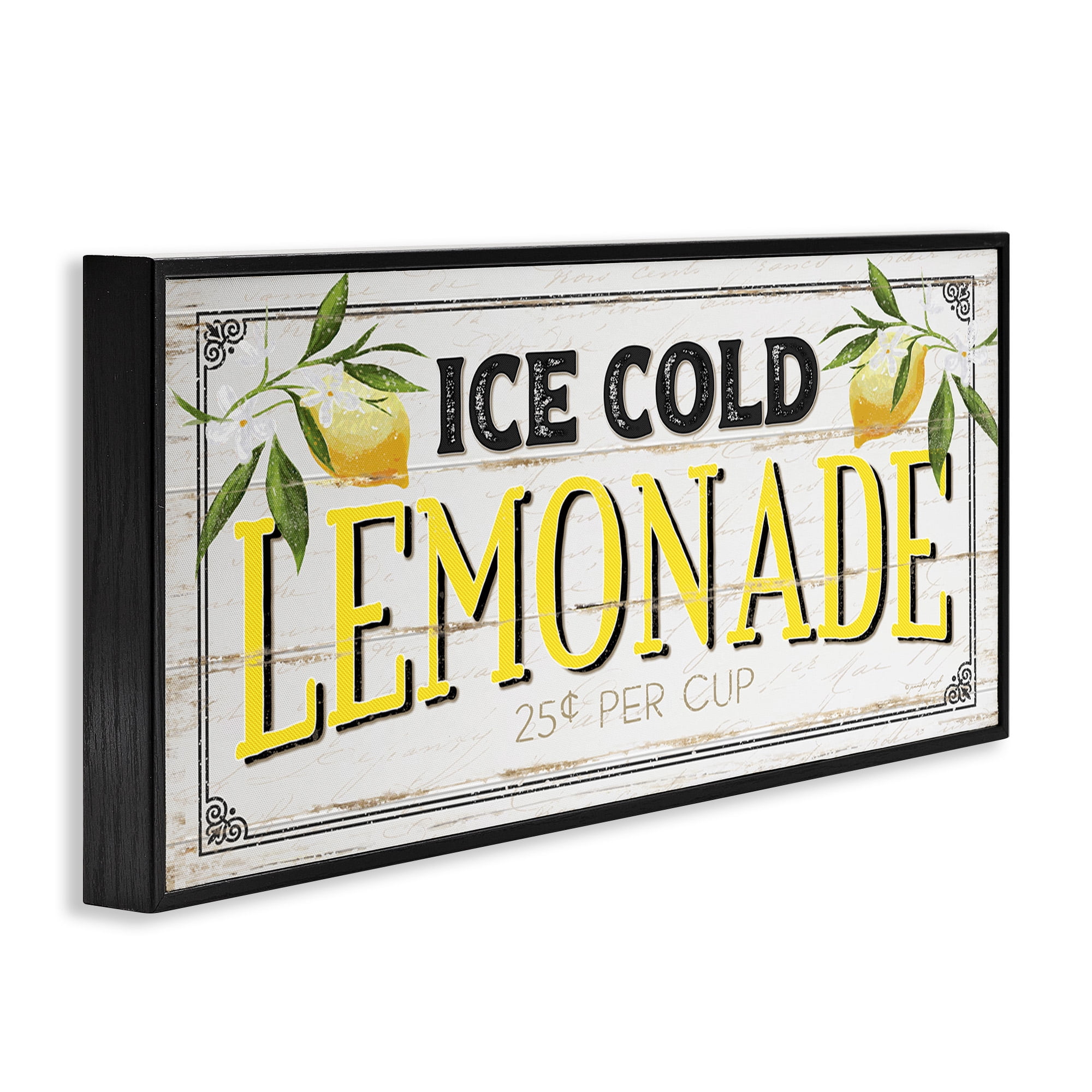 Stupell Industries Vintage Lemonade Stand Sign Food & Beverage Painting Black Framed Art Print Wall Art, 30 x 13