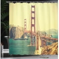 thumbnail image 4 of Ambesonne Vintage Shower Curtain, Old Style Bridge View, 69"Wx75"L, Brown and Blue, 4 of 5