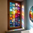 thumbnail image 5 of Stained Glass Window Privacy Film Static Cling - Rainbow Glass Decorative Sun Blocking Window Covering, Non-Adhesive Removable Stickers for Home & Office, 17.7" x 39.4", 5 of 6