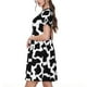 thumbnail image 2 of Balery Cow Print Black White Vestidos sueltos de manga corta para mujer, vestidos de verano 2025, vestidos casuales de corte A con vuelo., 2 of 6