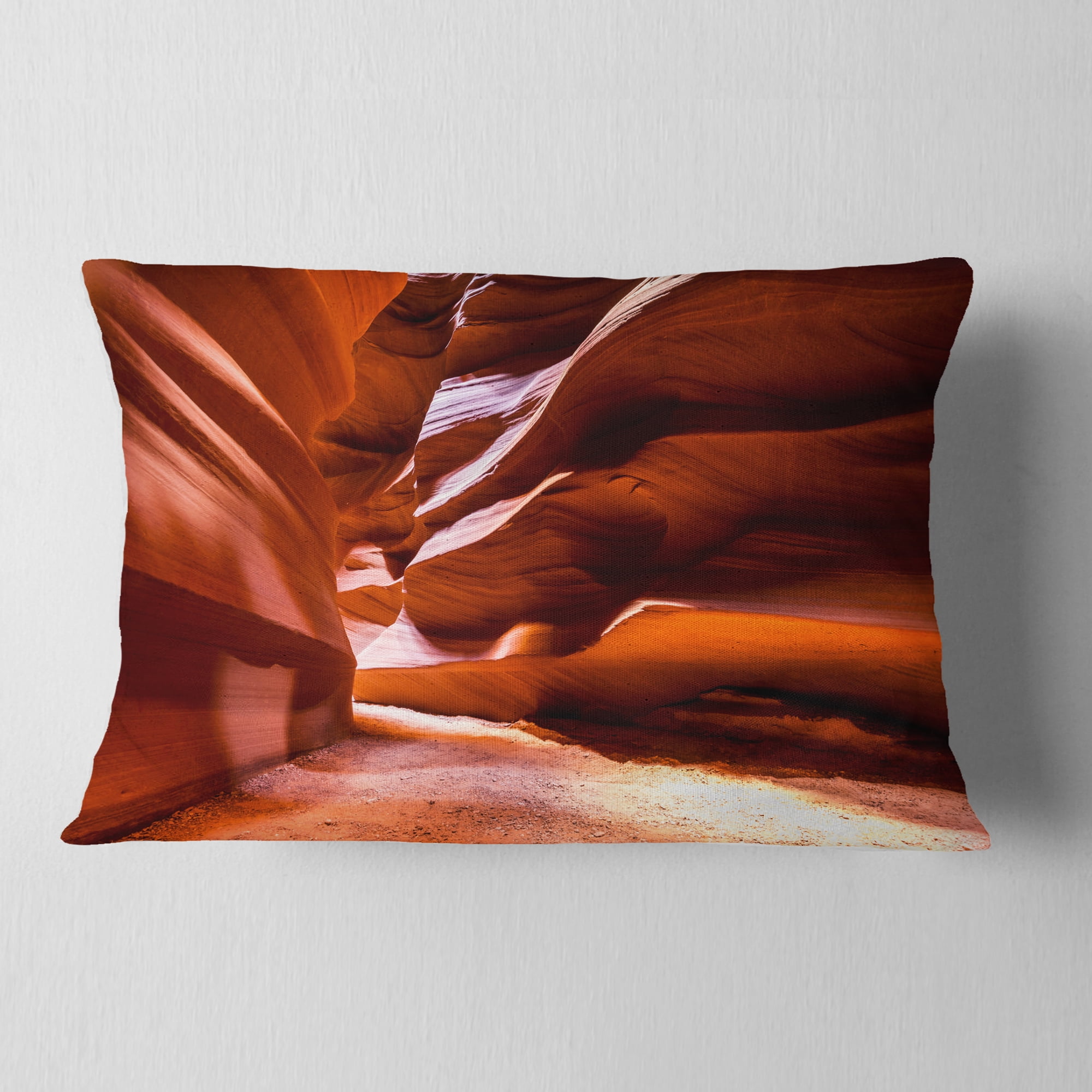 Designart Breathtaking Antelope Canyon - Landscape Photo Throw Pillow - 12x20
