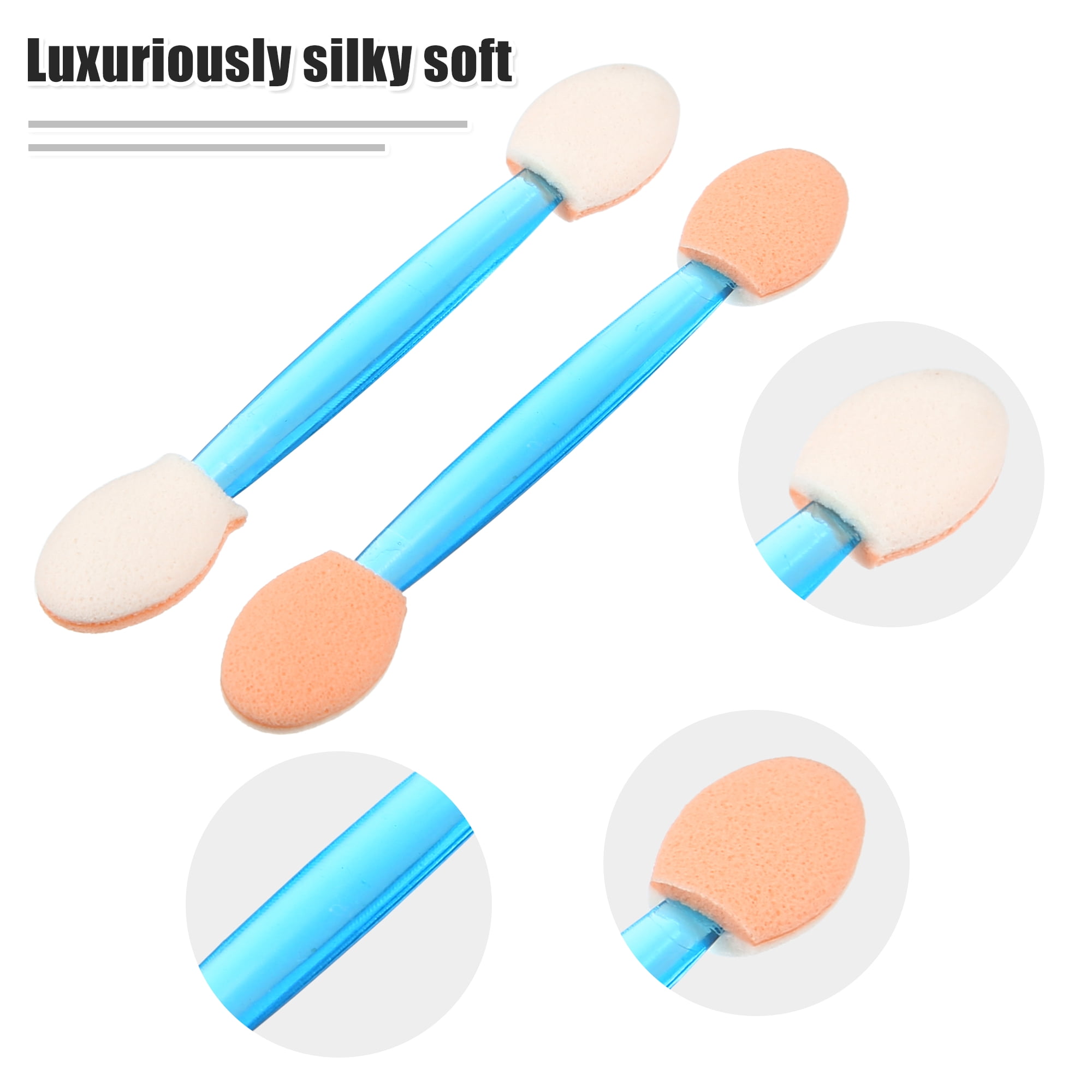 Unique Bargains 25 Pcs Dual Sides Eye Shadow Sponge Applicators with Container Blue White