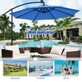 thumbnail image 3 of Costway 10 Ft Patio Solar LED Offset Umbrella 40 Lights Crank Cross Base Blue, 3 of 10