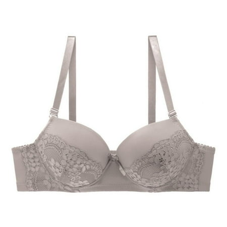 Monfince Women s Sexy Lace Bra Underwire Balconette Unlined Plus Size  Gray  90C