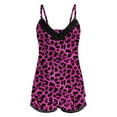 thumbnail image 4 of Womens Pajama Sets Leopard Print Sling Sleeveless Top and Shorts Set Two Piece Hot Pink Womens Loungewear Set L, 4 of 5