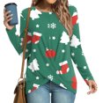 thumbnail image 2 of Tops Navideños Para Mujer Blusas de Manga Larga Estampado Casual Cuello Redondo Túnica Camisa Delantera Slim Odeerbi  ODB190949, 2 of 6