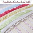 thumbnail image 4 of Juego de ropa de cama reversible de algodón con volantes y rayas de colores para niña, colcha reversible para dormitorio, habitación de invitados, RV, hotel (arcoíris, tamaño Queen, 3 piezas), 4 of 5
