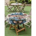 thumbnail image 5 of Outdoor Tablecloth with Umbrella Hole Zipper Happy Father's Day Round Tablecloth 60" Waterproof Outside Table Cloth Blue Gnomes Floral Linen Patio Table Cover Tablecloths for Picnic Party, 5 of 8