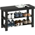 thumbnail image 1 of HOMCOM Bamboo Shoe Storage Bench, 3-Tier Entryway Bench, Black, 1 of 10