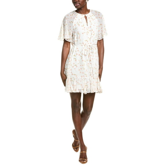 CeCe womens Raglan Fluted Hem Mini Skater Dress, l, White