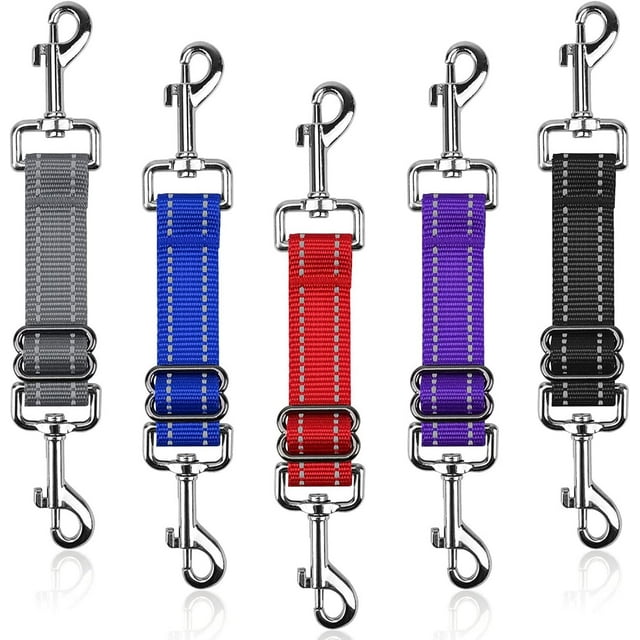 HAHDAXIA Pinces de Collier de Sécurité pour Chien, Lot de 5, Pinces de Collier à Griffes Réglables, Pinces de Secours Réfléchissantes à Double Extrémité, Connecteur de Laisse de Secours pour Harnais de Chien vers Collier, Pince de Sécurité