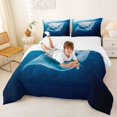 thumbnail image 3 of Feelyou Underwater Fish Queen Comforter Set for Men Women Kids, Sea Tropical Animal Bedding Comforter Set, Blue, Reversible, 3pcs, 3 of 6